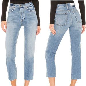 RE/DONE High Rise Stove Stove Pipe Denim Jeans - Size 27 in Light Stone
